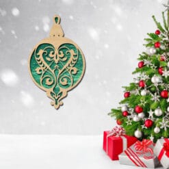 Ensemble laser découpé – Décorations en bois modernes et géométriques – Ornements uniques pour sapin de Noël