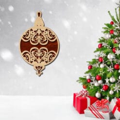 Ensemble laser découpé – Décorations en bois modernes et géométriques – Ornements uniques pour sapin de Noël