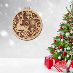 Ensemble laser découpé – Décorations en bois modernes et géométriques – Ornements uniques pour sapin de Noël