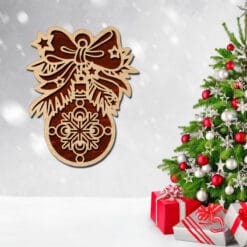 Ensemble laser découpé – Décorations en bois modernes et géométriques – Ornements uniques pour sapin de Noël