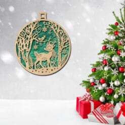 Ensemble laser découpé – Décorations en bois modernes et géométriques – Ornements uniques pour sapin de Noël
