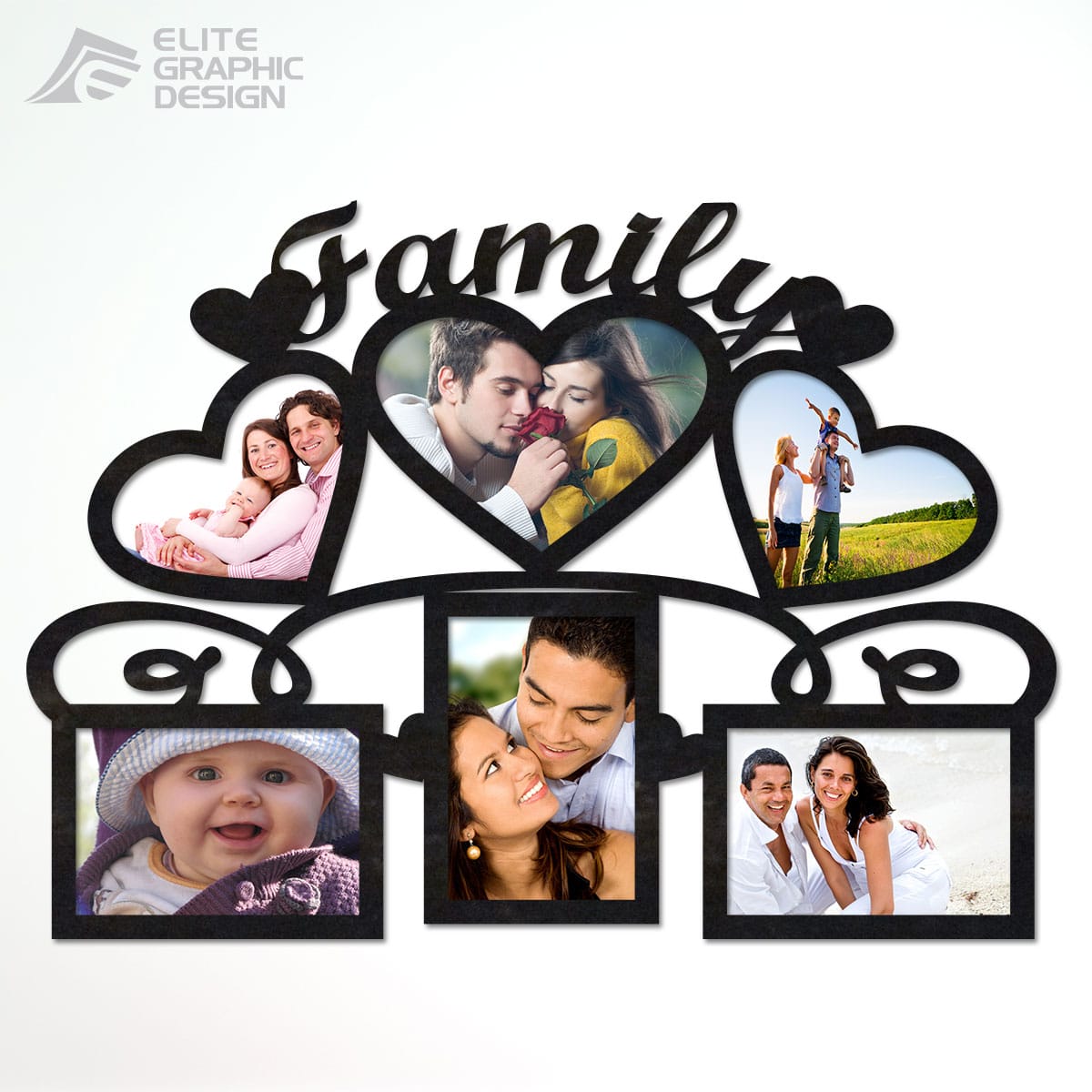 Photo Frame Family 3 Wooden Photo Frames laser cut and engraving