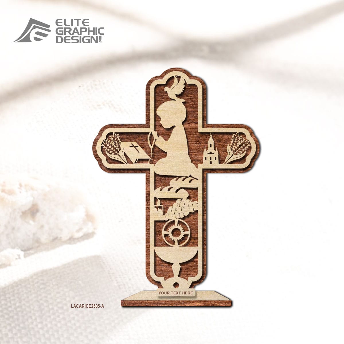 Cadeau de communion personnalisé en bois découpé au laser, pour fille