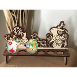Wood Laser Cut Easter Egg Stand - Basket Decoration