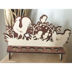 Support œuf de Pâques en bois découpé au laser – Panier décoratif avec lapin