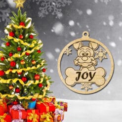 Laser Cut wood Christmas dog animal ornaments decoration