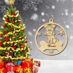 Laser Cut wood Christmas dog animal ornaments decoration