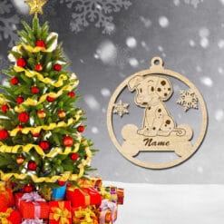 Laser Cut wood Christmas dog animal ornaments decoration