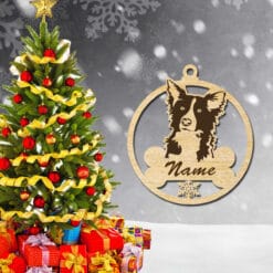 Laser Cut wood Christmas dog animal ornaments decoration