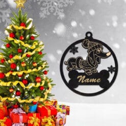 Laser Cut wood Christmas dog animal ornaments decoration