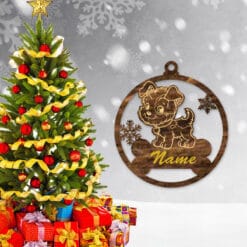 Laser Cut wood Christmas dog animal ornaments decoration