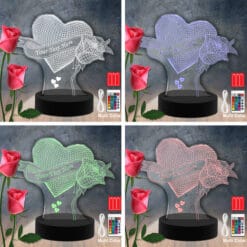 Flower Heart RGB Led Acrylic Light Lamp Color Laser Cut