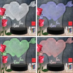 For Ever Heart RGB Led Acrylic Light Lamp Color Laser Cut