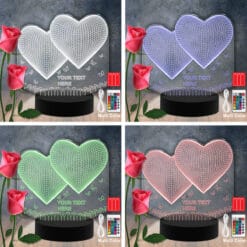 Hearts RGB Led Acrylic Light Lamp Color Laser Cut
