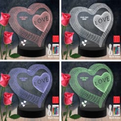Love Heart RGB Led Acrylic Light Lamp Color Laser Cut
