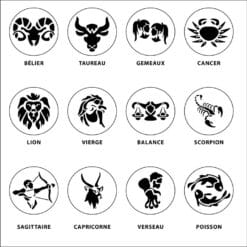 Key Chaine Zodiac Aries Taurus gemini cancer leo virgo libra scorpio sagittarius capricorn aquarius pisces FRsilhouette
