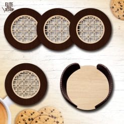 Laser cut coaster set Modern wood coasters Decorative coasters Geometric coasters set Unique coasters Laser cut wood